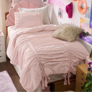imageBedsure Purple Comforter Set Queen GentleSoft 3 Pieces Breathable Bow Comforter Set Women Girls with 2 Pillow Shams Cute Queen Bedding Sets Purple Room Decor Aesthetic Bedroom Decor 90x90 Inches05  Bow Trim Crystal Pink