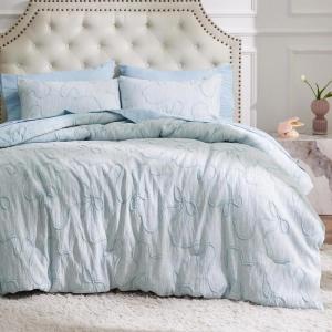 imageBedsure Purple Comforter Set Queen GentleSoft 3 Pieces Breathable Bow Comforter Set Women Girls with 2 Pillow Shams Cute Queen Bedding Sets Purple Room Decor Aesthetic Bedroom Decor 90x90 Inches01  Bow Dusty Blue