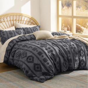imageBedsure Purple Comforter Set Queen GentleSoft 3 Pieces Breathable Bow Comforter Set Women Girls with 2 Pillow Shams Cute Queen Bedding Sets Purple Room Decor Aesthetic Bedroom Decor 90x90 Inches03  Distressed Vintage Dark Grey
