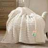 imageBedsure ComfyFleece Waterproof Blanket for Bed  Soft Plush Dog Blankets for Large Dogs Corduroy Fleece Washable Cozy Calming Reversible Furniture Protection for Pet Cat86x90 QueenCreamCream