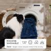 imageBedsure ComfyFleece Waterproof Blanket for Bed  Soft Plush Dog Blankets for Large Dogs Corduroy Fleece Washable Cozy Calming Reversible Furniture Protection for Pet Cat86x90 QueenCreamNight Blue