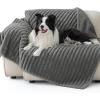 imageBedsure ComfyFleece Waterproof Blanket for Bed  Soft Plush Dog Blankets for Large Dogs Corduroy Fleece Washable Cozy Calming Reversible Furniture Protection for Pet Cat86x90 QueenCreamWarm Grey