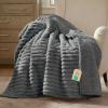 imageBedsure ComfyFleece Waterproof Blanket for Bed  Soft Plush Dog Blankets for Large Dogs Corduroy Fleece Washable Cozy Calming Reversible Furniture Protection for Pet Cat86x90 QueenCreamWarm Grey