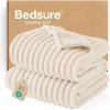 imageBedsure ComfyFleece Waterproof Blanket for Bed  Soft Plush Dog Blankets for Large Dogs Corduroy Fleece Washable Cozy Calming Reversible Furniture Protection for Pet Cat86x90 QueenCreamCream