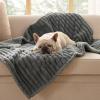 imageBedsure ComfyFleece Waterproof Blanket for Bed  Soft Plush Dog Blankets for Large Dogs Corduroy Fleece Washable Cozy Calming Reversible Furniture Protection for Pet Cat86x90 QueenCreamWarm Grey