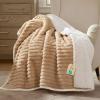 imageBedsure ComfyFleece Waterproof Blanket for Bed  Soft Plush Dog Blankets for Large Dogs Corduroy Fleece Washable Cozy Calming Reversible Furniture Protection for Pet Cat86x90 QueenCreamSandy Beige