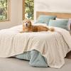 imageBedsure ComfyFleece Waterproof Blanket for Bed  Soft Plush Dog Blankets for Large Dogs Corduroy Fleece Washable Cozy Calming Reversible Furniture Protection for Pet Cat86x90 QueenCreamCream