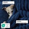 imageBedsure ComfyFleece Waterproof Blanket for Bed  Soft Plush Dog Blankets for Large Dogs Corduroy Fleece Washable Cozy Calming Reversible Furniture Protection for Pet Cat86x90 QueenCreamNight Blue