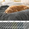 imageBedsure ComfyFleece Waterproof Blanket for Bed  Soft Plush Dog Blankets for Large Dogs Corduroy Fleece Washable Cozy Calming Reversible Furniture Protection for Pet Cat86x90 QueenCreamWarm Grey
