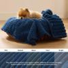 imageBedsure ComfyFleece Waterproof Blanket for Bed  Soft Plush Dog Blankets for Large Dogs Corduroy Fleece Washable Cozy Calming Reversible Furniture Protection for Pet Cat86x90 QueenCreamNight Blue