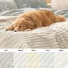 imageBedsure ComfyFleece Waterproof Blanket for Bed  Soft Plush Dog Blankets for Large Dogs Corduroy Fleece Washable Cozy Calming Reversible Furniture Protection for Pet Cat86x90 QueenCreamCream
