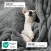 imageBedsure ComfyFleece Waterproof Blanket for Bed  Soft Plush Dog Blankets for Large Dogs Corduroy Fleece Washable Cozy Calming Reversible Furniture Protection for Pet Cat86x90 QueenCreamWarm Grey