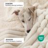 imageBedsure ComfyFleece Waterproof Blanket for Bed  Soft Plush Dog Blankets for Large Dogs Corduroy Fleece Washable Cozy Calming Reversible Furniture Protection for Pet Cat86x90 QueenCreamCream