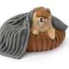 imageBedsure ComfyFleece Waterproof Blanket for Bed  Soft Plush Dog Blankets for Large Dogs Corduroy Fleece Washable Cozy Calming Reversible Furniture Protection for Pet Cat86x90 QueenCreamWarm Grey