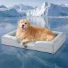 imageBedsure L Plus Cooling Dog Bed for Large Dogs  Orthopedic Dog Cat Cooling Bed Washable Big Comfort Dogs Couch Sofa with Waterproof Removable Cover Pet Bed with Nonskid Bottom Cooling Blue 38Cooling Grey