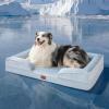 imageBedsure L Plus Cooling Dog Bed for Large Dogs  Orthopedic Dog Cat Cooling Bed Washable Big Comfort Dogs Couch Sofa with Waterproof Removable Cover Pet Bed with Nonskid Bottom Cooling Blue 38Cooling Blue