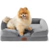 imageBedsure L Plus Cooling Dog Bed for Large Dogs  Orthopedic Dog Cat Cooling Bed Washable Big Comfort Dogs Couch Sofa with Waterproof Removable Cover Pet Bed with Nonskid Bottom Cooling Blue 38Grey