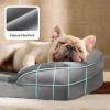 imageBedsure L Plus Cooling Dog Bed for Large Dogs  Orthopedic Dog Cat Cooling Bed Washable Big Comfort Dogs Couch Sofa with Waterproof Removable Cover Pet Bed with Nonskid Bottom Cooling Blue 38Grey