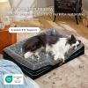 imageBedsure L Plus Cooling Dog Bed for Large Dogs  Orthopedic Dog Cat Cooling Bed Washable Big Comfort Dogs Couch Sofa with Waterproof Removable Cover Pet Bed with Nonskid Bottom Cooling Blue 38PlushBlack