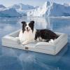 imageBedsure L Plus Cooling Dog Bed for Large Dogs  Orthopedic Dog Cat Cooling Bed Washable Big Comfort Dogs Couch Sofa with Waterproof Removable Cover Pet Bed with Nonskid Bottom Cooling Blue 38Cooling Grey