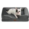 imageBedsure L Plus Cooling Dog Bed for Large Dogs  Orthopedic Dog Cat Cooling Bed Washable Big Comfort Dogs Couch Sofa with Waterproof Removable Cover Pet Bed with Nonskid Bottom Cooling Blue 38Dark Grey