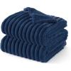 imageBedsure ComfyFleece Waterproof Blanket for Bed  Soft Plush Dog Blankets for Large Dogs Corduroy Fleece Washable Cozy Calming Reversible Furniture Protection for Pet Cat86x90 QueenCreamNight Blue