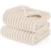 imageBedsure ComfyFleece Waterproof Blanket for Bed  Soft Plush Dog Blankets for Large Dogs Corduroy Fleece Washable Cozy Calming Reversible Furniture Protection for Pet Cat86x90 QueenCreamCream
