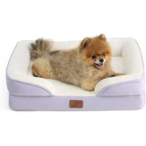 imageBedsure L Plus Cooling Dog Bed for Large Dogs  Orthopedic Dog Cat Cooling Bed Washable Big Comfort Dogs Couch Sofa with Waterproof Removable Cover Pet Bed with Nonskid Bottom Cooling Blue 38Lavender