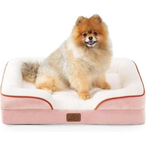 imageBedsure L Plus Cooling Dog Bed for Large Dogs  Orthopedic Dog Cat Cooling Bed Washable Big Comfort Dogs Couch Sofa with Waterproof Removable Cover Pet Bed with Nonskid Bottom Cooling Blue 38Pink
