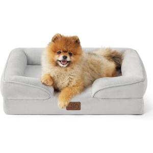 imageBedsure L Plus Cooling Dog Bed for Large Dogs  Orthopedic Dog Cat Cooling Bed Washable Big Comfort Dogs Couch Sofa with Waterproof Removable Cover Pet Bed with Nonskid Bottom Cooling Blue 38Ether Grey
