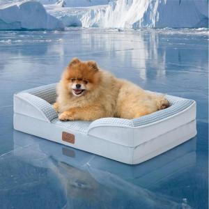 imageBedsure L Plus Cooling Dog Bed for Large Dogs  Orthopedic Dog Cat Cooling Bed Washable Big Comfort Dogs Couch Sofa with Waterproof Removable Cover Pet Bed with Nonskid Bottom Cooling Blue 38Cooling Blue