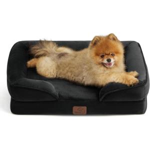 imageBedsure L Plus Cooling Dog Bed for Large Dogs  Orthopedic Dog Cat Cooling Bed Washable Big Comfort Dogs Couch Sofa with Waterproof Removable Cover Pet Bed with Nonskid Bottom Cooling Blue 38Black