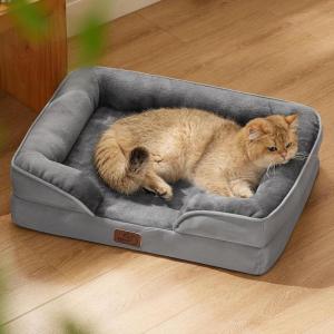 imageBedsure L Plus Cooling Dog Bed for Large Dogs  Orthopedic Dog Cat Cooling Bed Washable Big Comfort Dogs Couch Sofa with Waterproof Removable Cover Pet Bed with Nonskid Bottom Cooling Blue 38Grey