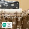 imageBedsure 1 Pack 3 Dog Blankets for Small Dogs Super Soft Puppy Blanket with Fluffy Premium Fleece Flannel Cat Blanket for Crate amp Indoor Portable Throw Pet Blanket Paw BrownGreyCream 23x16 inPaw  Heart