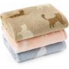 imageBedsure 1 Pack 3 Dog Blankets for Small Dogs Super Soft Puppy Blanket with Fluffy Premium Fleece Flannel Cat Blanket for Crate amp Indoor Portable Throw Pet Blanket Paw BrownGreyCream 23x16 inCat
