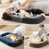 imageBedsure Orthopedic Dog Beds Large Sized Dog  360 Oval Bolster Large Dogs Bed for Senior Dogs with Waterproof Washable Cover Big Comfort Pet Sofa Couch with UltraSoft Fleece Grey 35Beige