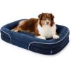 imageBedsure Orthopedic Dog Beds Large Sized Dog  360 Oval Bolster Large Dogs Bed for Senior Dogs with Waterproof Washable Cover Big Comfort Pet Sofa Couch with UltraSoft Fleece Grey 35Navy Blue