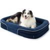 imageBedsure Orthopedic Dog Beds Large Sized Dog  360 Oval Bolster Large Dogs Bed for Senior Dogs with Waterproof Washable Cover Big Comfort Pet Sofa Couch with UltraSoft Fleece Grey 35Navy Blue