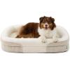imageBedsure Orthopedic Dog Beds Large Sized Dog  360 Oval Bolster Large Dogs Bed for Senior Dogs with Waterproof Washable Cover Big Comfort Pet Sofa Couch with UltraSoft Fleece Grey 35Beige