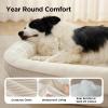 imageBedsure Orthopedic Dog Beds Large Sized Dog  360 Oval Bolster Large Dogs Bed for Senior Dogs with Waterproof Washable Cover Big Comfort Pet Sofa Couch with UltraSoft Fleece Grey 35Beige