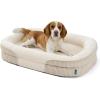 imageBedsure Orthopedic Dog Beds Large Sized Dog  360 Oval Bolster Large Dogs Bed for Senior Dogs with Waterproof Washable Cover Big Comfort Pet Sofa Couch with UltraSoft Fleece Grey 35Beige