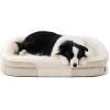 imageBedsure Orthopedic Dog Beds Large Sized Dog  360 Oval Bolster Large Dogs Bed for Senior Dogs with Waterproof Washable Cover Big Comfort Pet Sofa Couch with UltraSoft Fleece Grey 35Beige