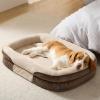 imageBedsure Orthopedic Dog Beds Large Sized Dog  360 Oval Bolster Large Dogs Bed for Senior Dogs with Waterproof Washable Cover Big Comfort Pet Sofa Couch with UltraSoft Fleece Grey 35Walnut