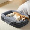 imageBedsure Orthopedic Dog Beds Large Sized Dog  360 Oval Bolster Large Dogs Bed for Senior Dogs with Waterproof Washable Cover Big Comfort Pet Sofa Couch with UltraSoft Fleece Grey 35Charcoal