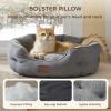 imageBedsure Self Warming Cat Bed  Round Cat Beds for Indoor Cats Washable Pet Bed for Puppy and Kitten with SlipResistant Bottom 20 Inches Self Warming Grey NonElectricSelf Warming Grey