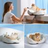 imageBedsure Self Warming Cat Bed  Round Cat Beds for Indoor Cats Washable Pet Bed for Puppy and Kitten with SlipResistant Bottom 20 Inches Self Warming Grey NonElectricArctic Cooling Blue