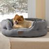imageBedsure Self Warming Cat Bed  Round Cat Beds for Indoor Cats Washable Pet Bed for Puppy and Kitten with SlipResistant Bottom 20 Inches Self Warming Grey NonElectricSelf Warming Grey