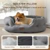 imageBedsure Self Warming Cat Bed  Round Cat Beds for Indoor Cats Washable Pet Bed for Puppy and Kitten with SlipResistant Bottom 20 Inches Self Warming Grey NonElectricSelf Warming Grey