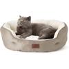 imageBedsure Self Warming Cat Bed  Round Cat Beds for Indoor Cats Washable Pet Bed for Puppy and Kitten with SlipResistant Bottom 20 Inches Self Warming Grey NonElectricCamel