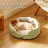 imageBedsure Self Warming Cat Bed  Round Cat Beds for Indoor Cats Washable Pet Bed for Puppy and Kitten with SlipResistant Bottom 20 Inches Self Warming Grey NonElectricPale Bean Green